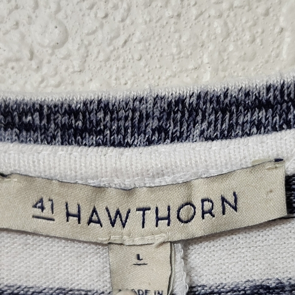 41 Hawthorne Stitch Fix Striped V Neck Cold Shoulder Terry Dress Size L - Picture 6 of 7